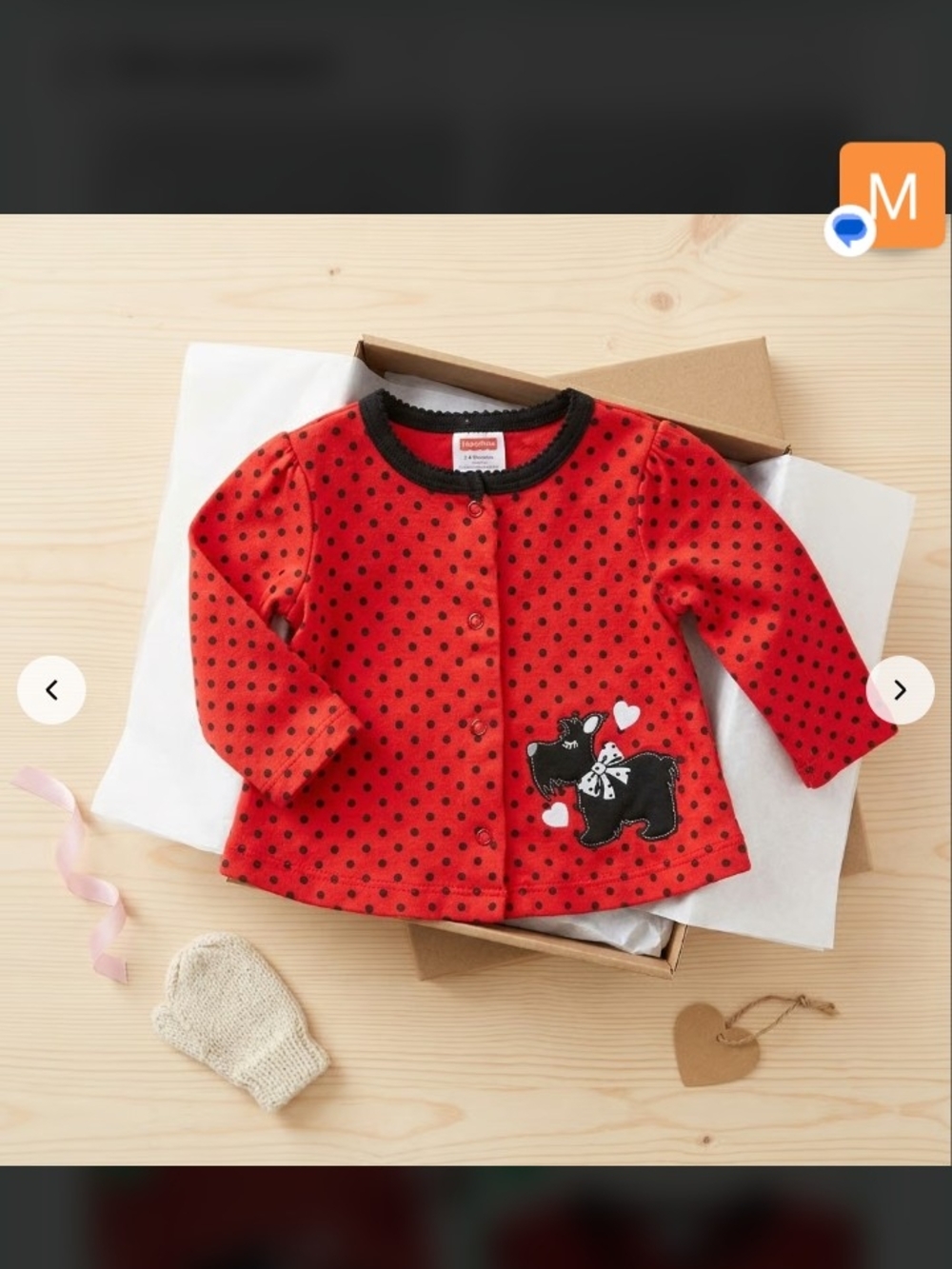 Fisher-Price Girls 3-6M Snap Button Puppy Shirt